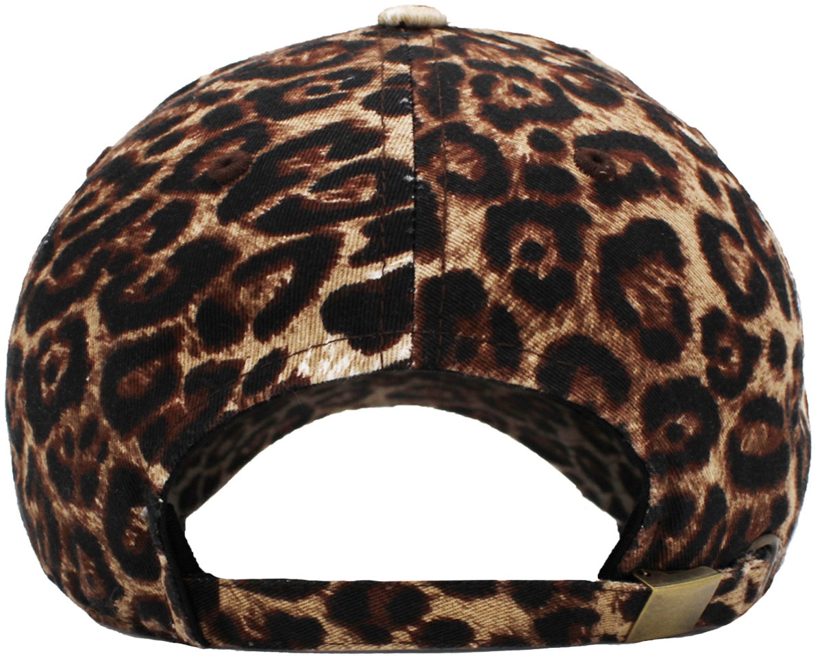 Leopard Distressed Vintage Baseball Cap Back View